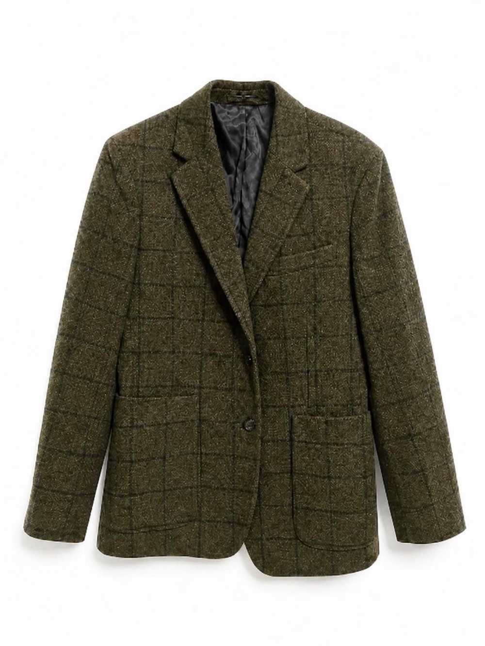 NWOT Banana Republic Men's Dark Green Windowpane Wool Single-Breasted Blazer 40S